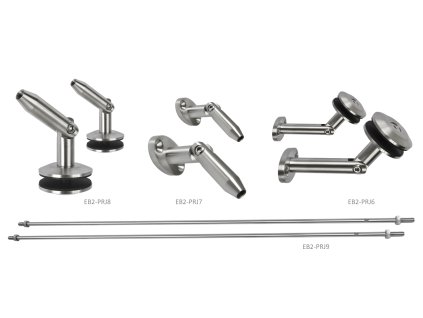 Set na sklenený prístrešok pre sklo 8.00 - 12.76mm, (set obsahuje: EB2-PRJ6 2ks, EB2-PRJ7 2ks, EB2-PRJ8 2ks, EB2-PRJ9 2ks), brúsená nerez K320 /AISI316