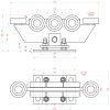 Vozík regulovateľný pre C-profil 80x80x5mm, oceľové kolieska, žltý zinok, pre bránu do 400kg otvor do 5,5 m