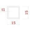 Profil uzatvorený 15x15x1,5mm, cena za 1ks (2m), brúsená nerez K320 /AISI304