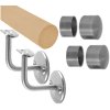 Madlo drevené (1000mm), materiál: buk, brúsený povrch s náterom BORI (bezfarebný), set: 2 ks úchyt, madlo s nerezovým ukončením