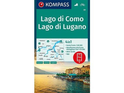128573 lago di como lago di lugano 1 50 000 turisticka mapa kompass 91