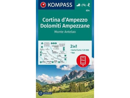 153584 cortina d ampezzo dolomiti ampezzane monte antelao 1 25 000 turisticka mapa kompass 654