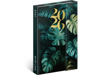Diář 2026: Monstera - týdenní, magnetický, 11 x 16 cm