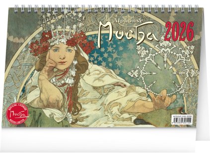 Kalendář 2026 stolní: Alfons Mucha, 23,1 x 14,5 cm
