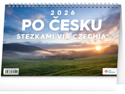 Kalendář 2026 stolní: Po Česku stezkami Via Czechia, 23,1 x 14,5 cm