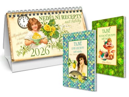 Kalendář 2026 Nedělní menu + Tajné rybí recepty + Tajné houbové recepty