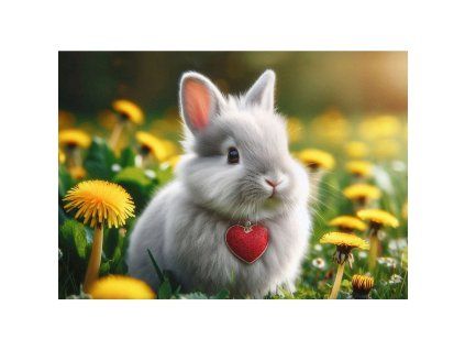 187698 pohlednice 3d rabbit red heart