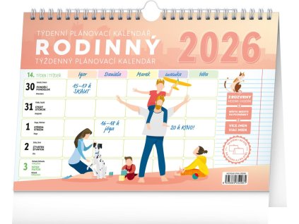 84032 kalendar 2026 rodinny planovaci s hackem 30 x 21 cm