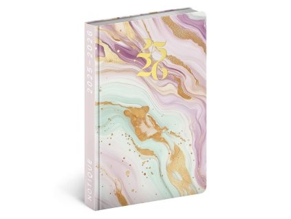 84047 diar 18mesicni 2025 2026 petito ruzovy mramor 11 x 17 cm