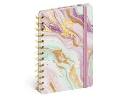 84071 diar 18mesicni spiralovy 2025 2026 petito ruzovy mramor 13 x 18 cm