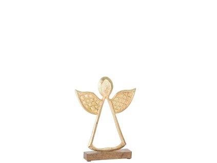 Zlatý anděl na dřevěném podstavci L