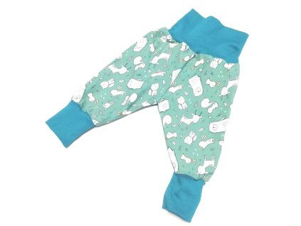 MaTáTí tepláky Bílá zvířátka na modré 62