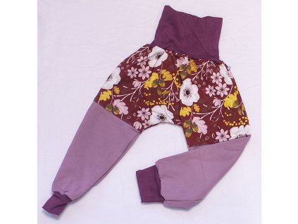 MaTáTí tepláky Bordó květy půlené