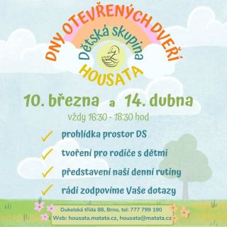 Srdečně Vás všechny zveme na Dny otevřených dveří v Housatech 😍 Přijďte se k nám podívat a zeptat se na vše, co Vás...