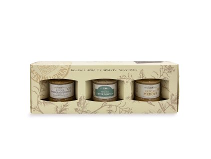 Geschenk Box mit 3 Gläsern Senf (Gewürzsenf mit Estragon,Bio-Honigsenf Honig,Bio-Senf Alter Art mit Honig und Balsamico)