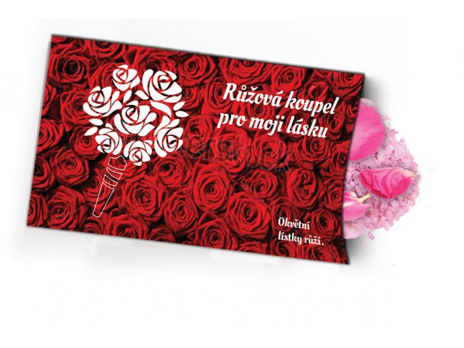 Pohled s dárkem - Růžová koupel