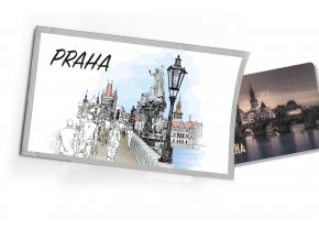 Přání  s dárkem Praha Karlův most kreslený