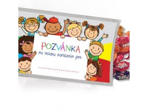 Pohled s dárkem - Pozvánka dětská oslava...