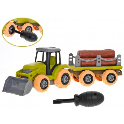 Traktor 28cm šroubovací volný chod s vlečkou a klá