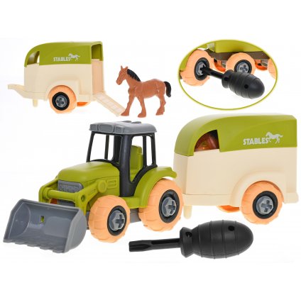 Traktor 26cm šroubovací volný chod s přívěsem a ko