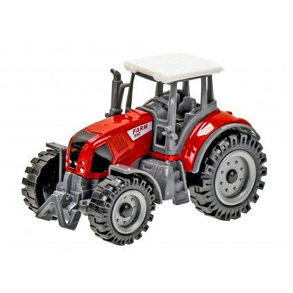 Traktor kov, 9,5 cm, volný chod, červený