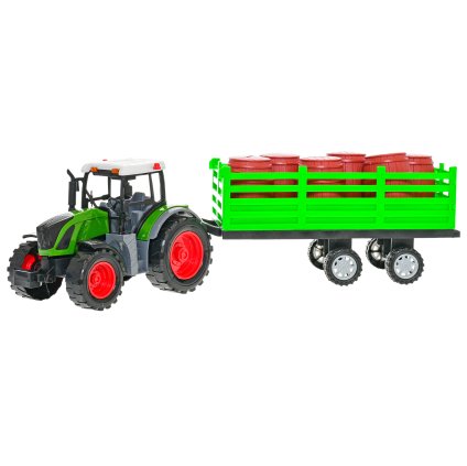 Traktor zelený s vlečkou 50cm na setrvačník