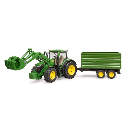 Traktor John Deere 7R 350 + vlek a čelní nakladač