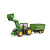 Traktor John Deere 7R 350 + vlek a čelní nakladač