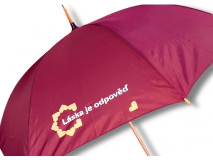 Deštník holový bordó "Láska je odpověď"