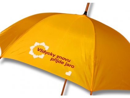 Deštník holový žlutý "Vždycky znovu přijde jaro"