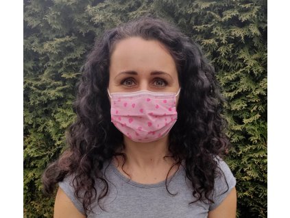 Balerina nanoroušky růžová srdce (5ks roušek)
