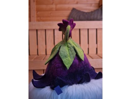 Designová čepice do sauny - fialový květ