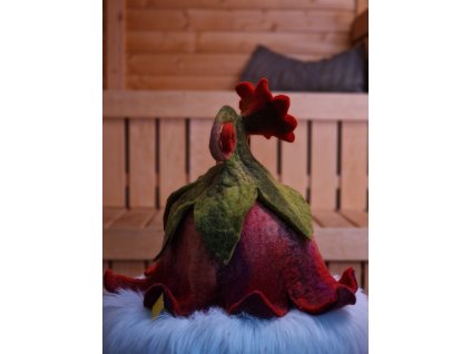 Designová čepice do sauny - tmavě růžový květ