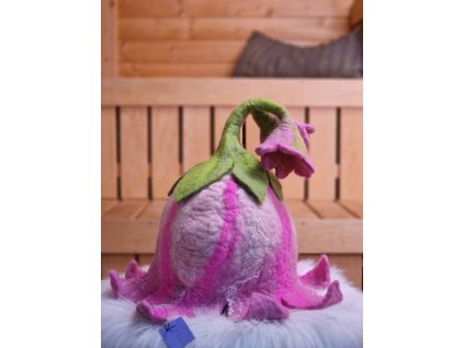 Designová čepice do sauny - světle růžový květ