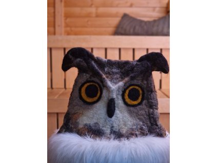 Designová čepice do sauny - hnědá sova