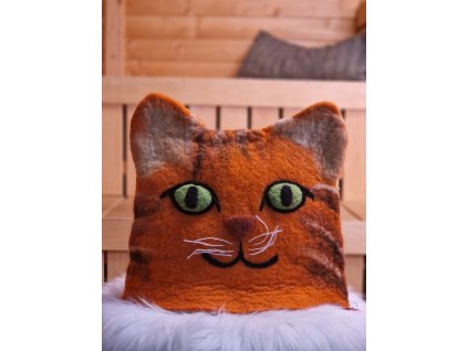 Designová čepice do sauny - oranžová kočička