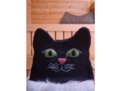 Designová čepice do sauny - černá kočička