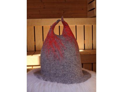 Saunový klobouk - Červenošedivá