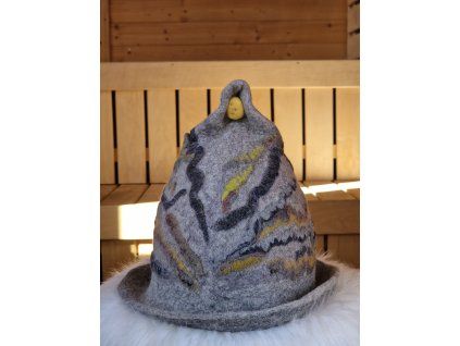 Saunový klobouk - Šedý s vlnitým vzorem