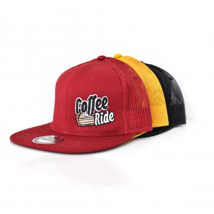 swam ksiltovka snapback coffee ride pro cyklisty cerna zluta cervena