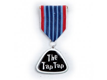 Vyznamenání – černý nápis The Tap Tap na modré stužce