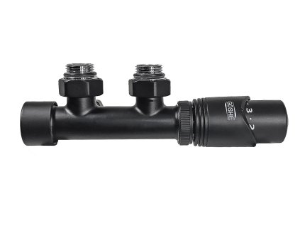 Ventil středový termostatický 1/2" x EK rohový ČERNÁ Sada