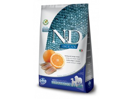 farmina n d dog ocean adult medium maxi herring orange 2 5 kg