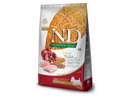 farmina n d dog ag light adult mini chicken spelt oats pomegranate 2 5 kg