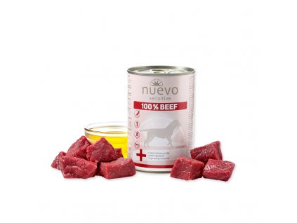 nuevo dog sensitive 100 beef 400 g konzerva