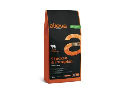 alleva natural dog chicken pumpkin adult maxi 12 kg