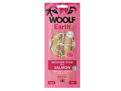 woolf dog earth noohide l sticks with salmon 85 g