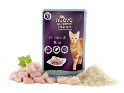 nuevo cat sterilized chicken with rice 85 g kapsicka