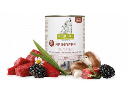 isegrim dog adult mono reindeer pure with blackberries champignons herbs 6 x 400 g konzerva