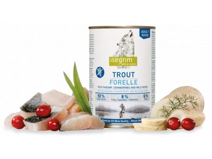 isegrim dog adult trout with parsnip cranberries wild herbs 6 x 400 g konzerva